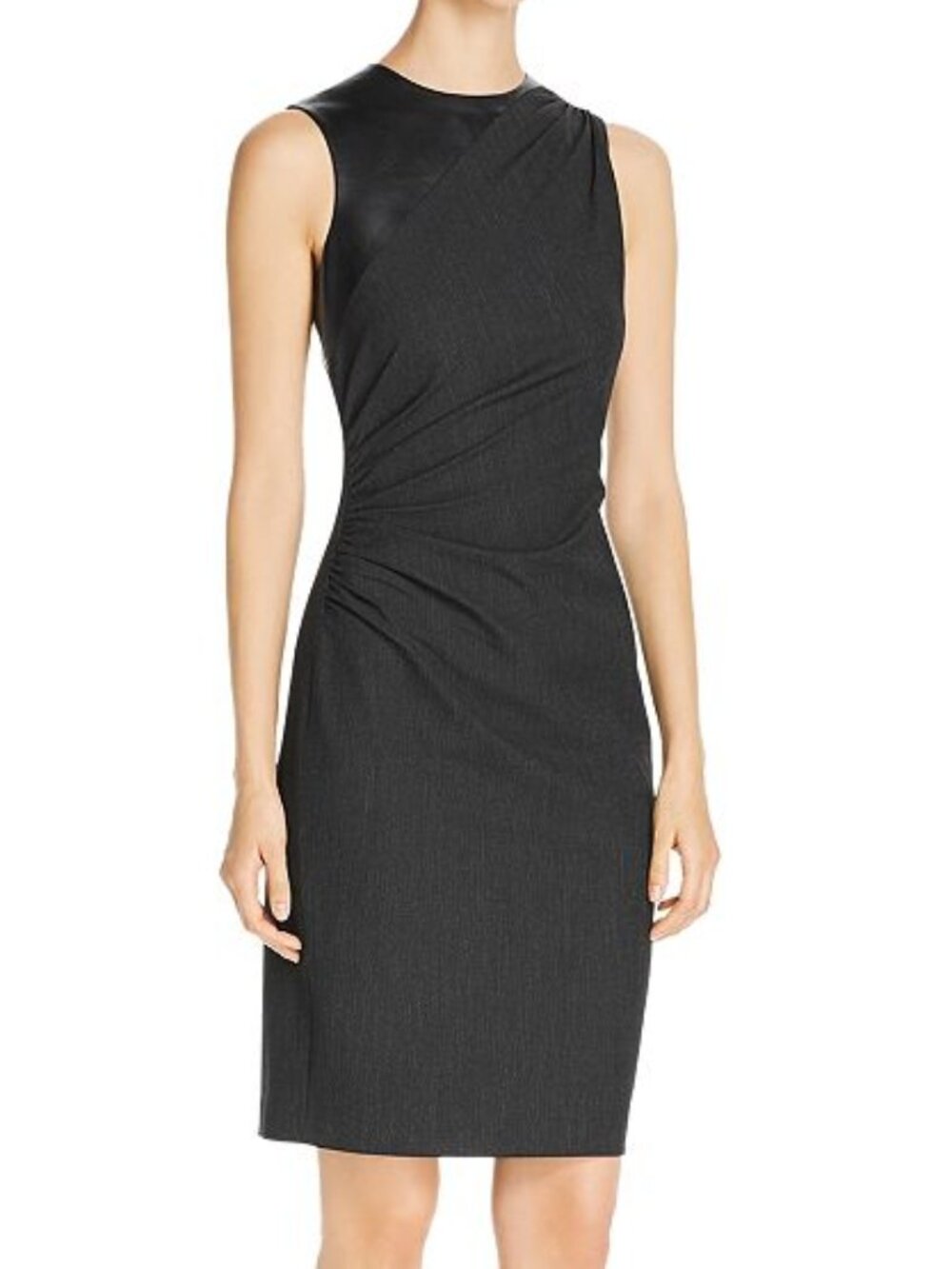 Elie Tahari Raphaelle Mixed Media Faux Leather Sheath Dress
